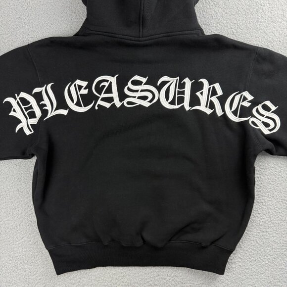 Pleasures Now Hoodie Mens Large L Black Neural Embroidered Fleece Sweatshirt 1 - Picture 7 of 11